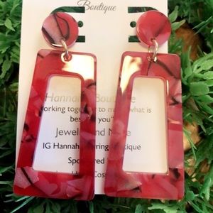 New HB Red Acrylic Earrings